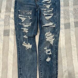 American Eagle Outfitters Blue Skinny Jeans Vintage Distressed